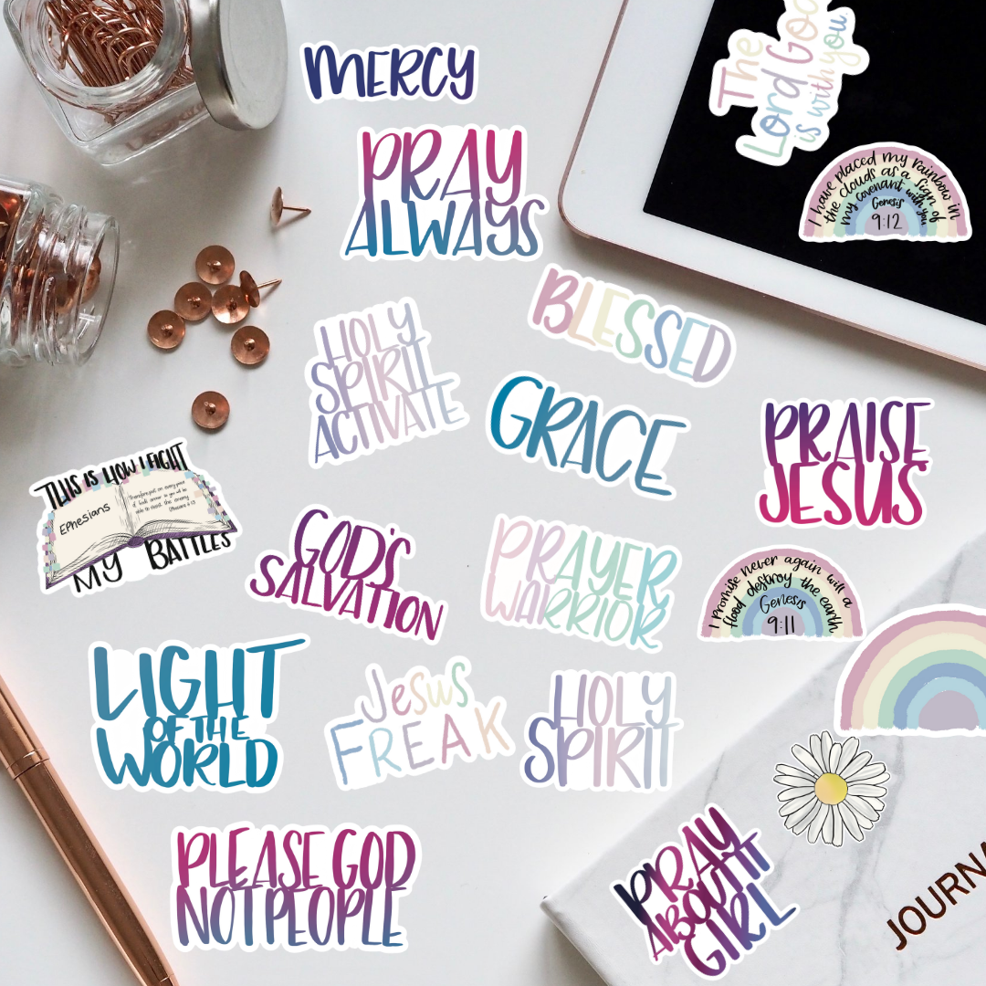  Faith Doodle Script Stickers Adhesive Decals for Crafts,  Cardmaking, Scrapbooks & More – 62 Pc