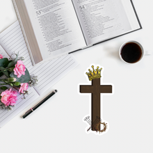 Load image into Gallery viewer, Cross with crown, nails and crown of thorns Sticker