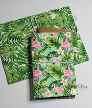 Load image into Gallery viewer, Green Tropical Flamingos, outside and inside