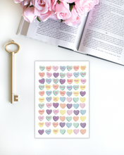 Load image into Gallery viewer, Candy heart sticker sheet - Valentine's Day Stickers