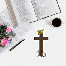 Load image into Gallery viewer, Cross with crown, nails and crown of thorns Sticker
