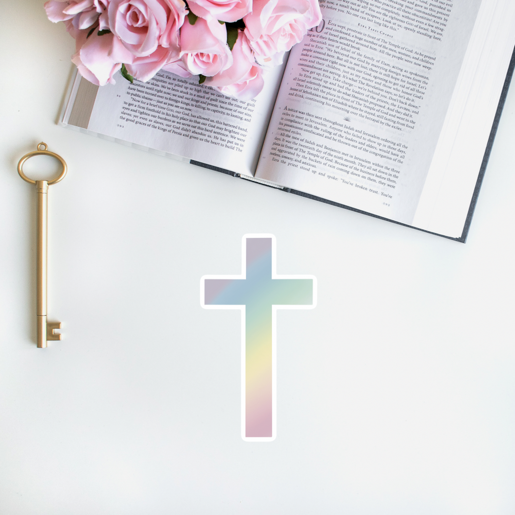 Rainbow Cross Sticker