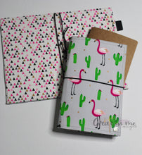 Load image into Gallery viewer, Flamingo and Cacti Travellers Journal Cover
