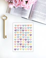 Load image into Gallery viewer, Candy heart sticker sheet - Valentine&#39;s Day Stickers
